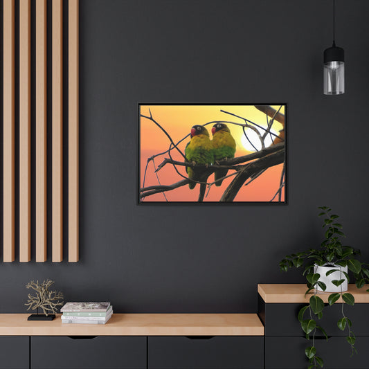 Framed Canvas : Lovebirds