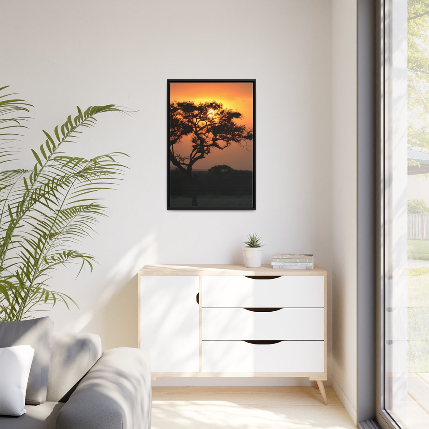 Framed Canvas : Serengeti Sunset