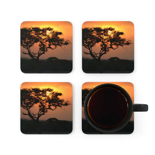 4 Coaster Set : Safari Sunset