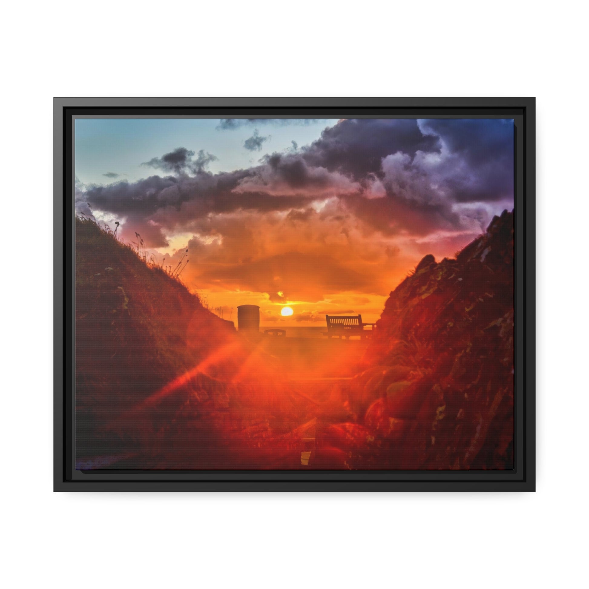 Framed Canvas : Beach Sunset