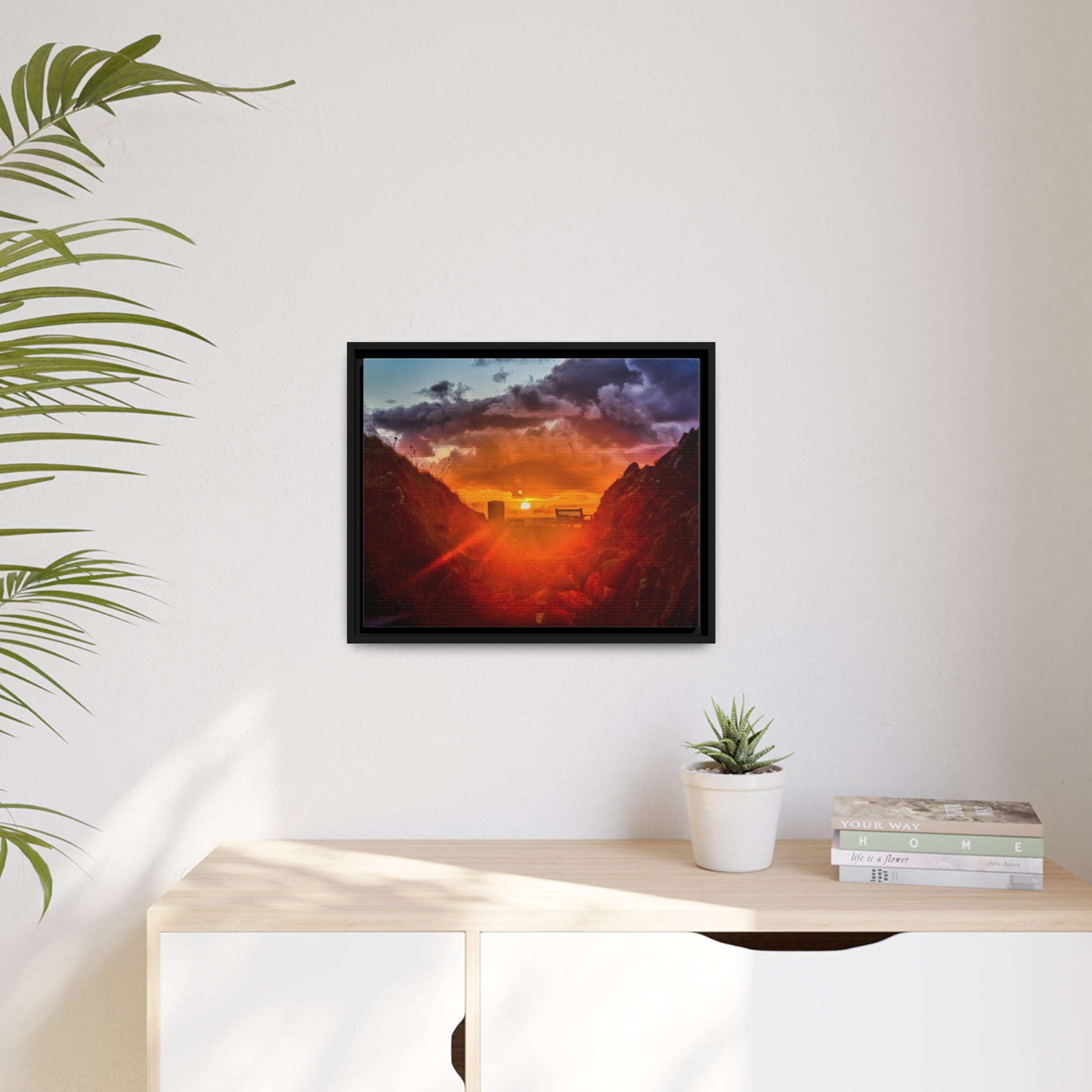 Framed Canvas : Beach Sunset