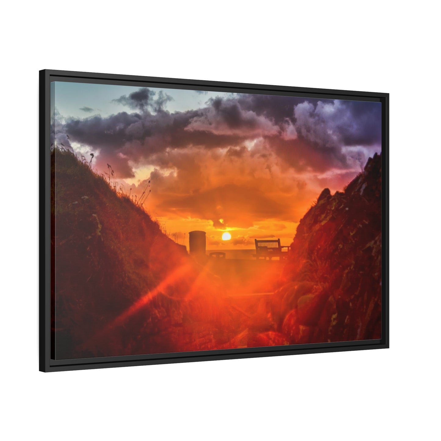 Framed Canvas : Beach Sunset