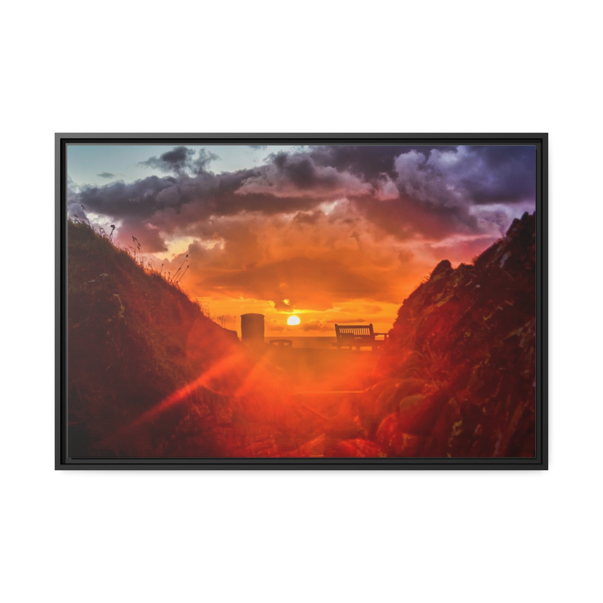 Framed Canvas : Beach Sunset